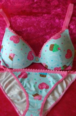 Hot Pink Blue Cupcake Bra