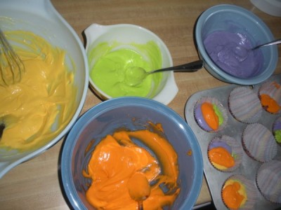 Halloween Cupcake Batter Colors