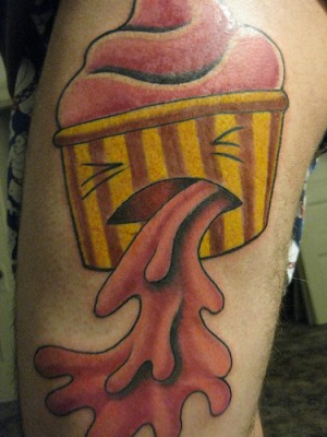 Barfing Cupcake Tattoo